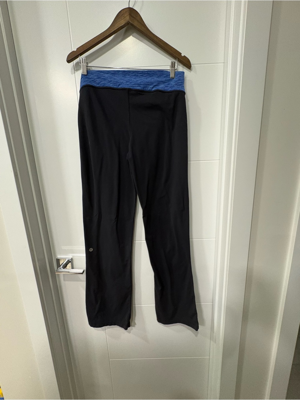 lululemon athletica Black Straight Leg Pants with Blue Waistband